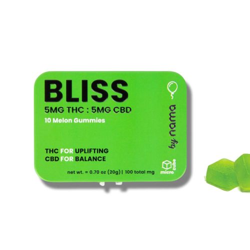 nama bliss thc gummies tin white background new