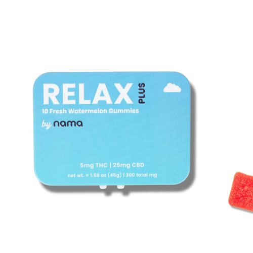 nama relax plus watermelon thc gummies tin