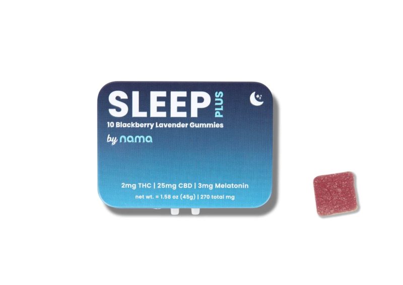 nama sleep plus gummies tin white background new