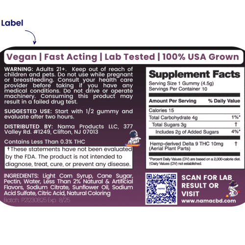 nama black raspberry nutrition label