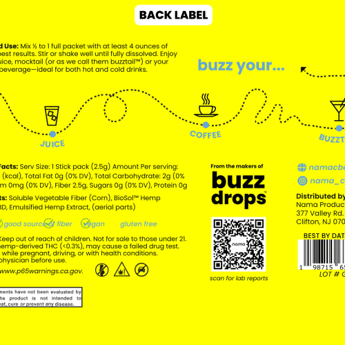 nama buzz packs back label