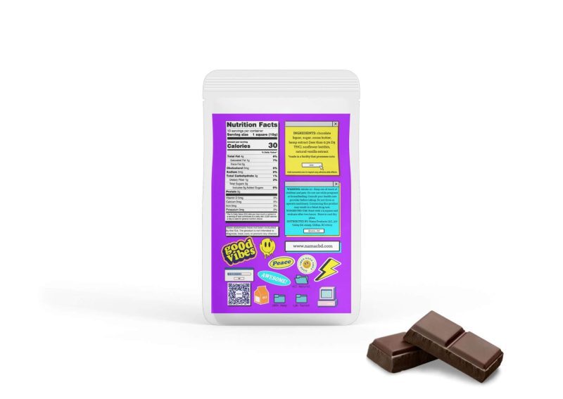 thc dark chocolate nutrition label